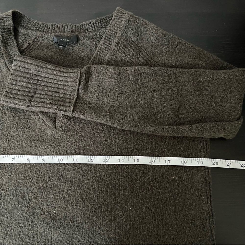 J Crew Sweater Womens XS Green Tight Knit V Neck Split Hem Merino Wool Alpaca - Picture 13 of 14